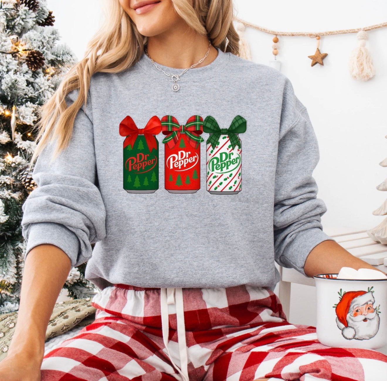 Crew Long Sleeve Fleece Sweatshirt | Casual | Active Wear - Christmas Holiday Soda