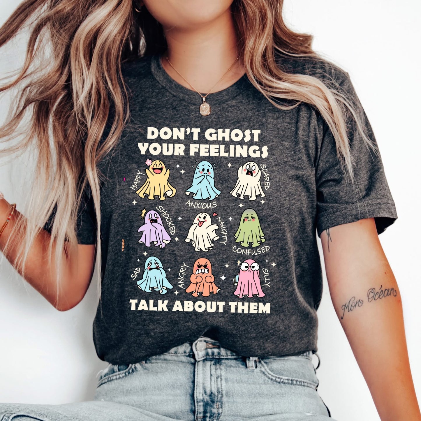 Don’t Ghost Your Feelings - Mental Awareness Graphic Tee | Dark Gray | Short Sleeve T-Shirt