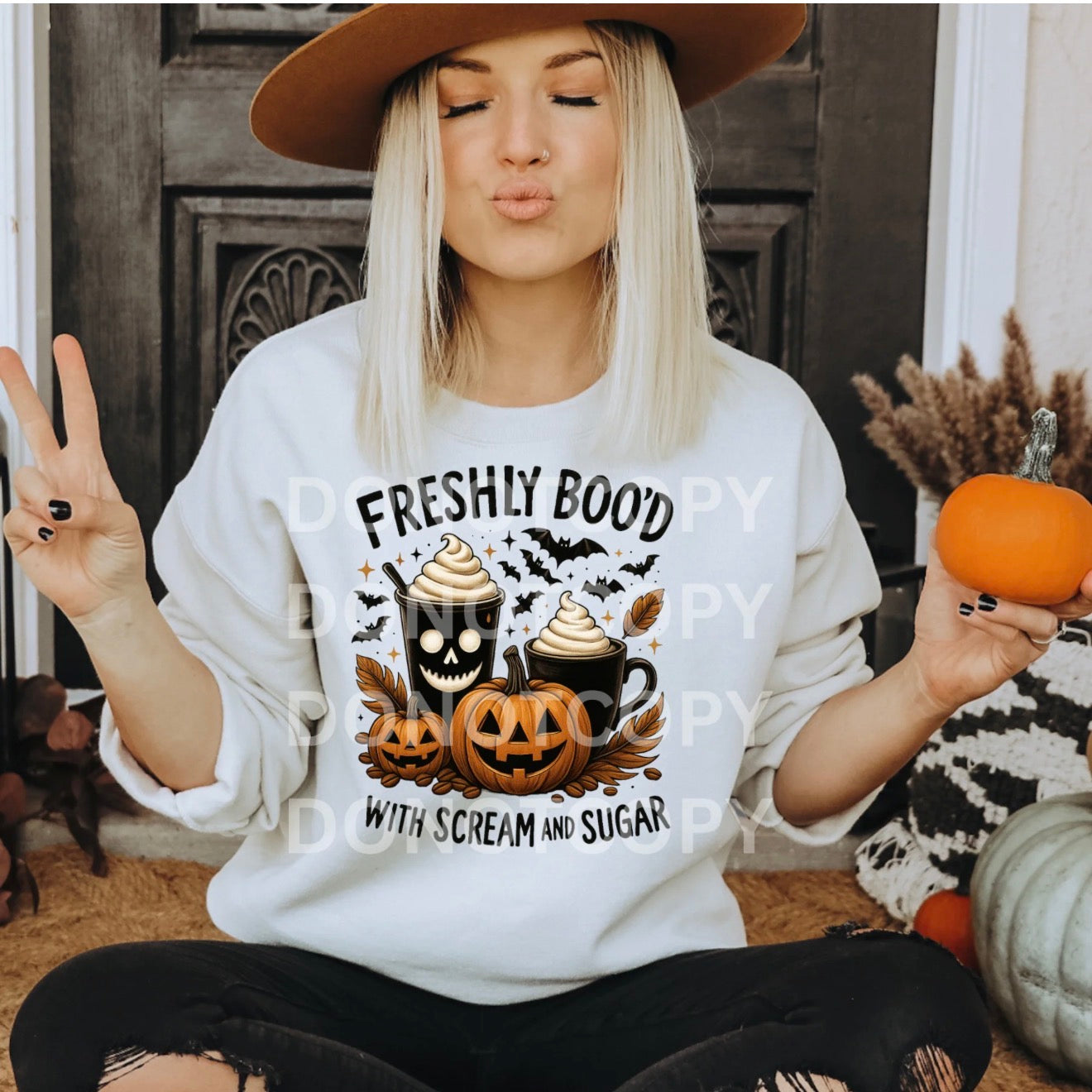 Ash Gray Graphic T-Shirt or Long Sleeve | Freshly Boo’d With Scream And Sugar | Halloween Shirt