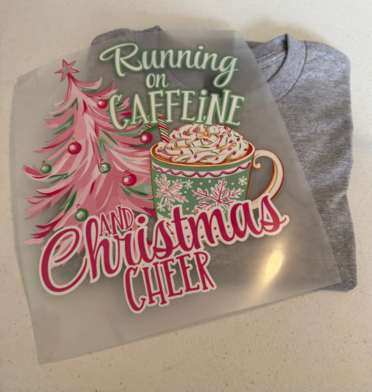 Running On Caffeine & Christmas Cheer | Christmas Shirt! Shirt color Gray/Ash