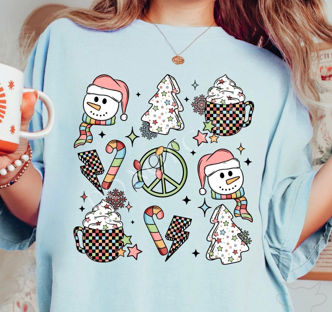 Trendy - Light Blue Christmas T-Shirt -Gildan Softstyle| 100% Cotton