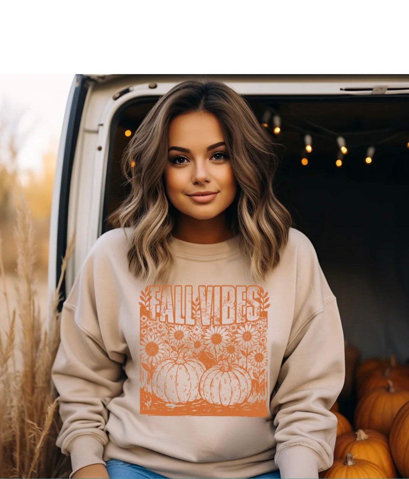 Fall Vibes Design and Saying - T-Shirt! Orange Print