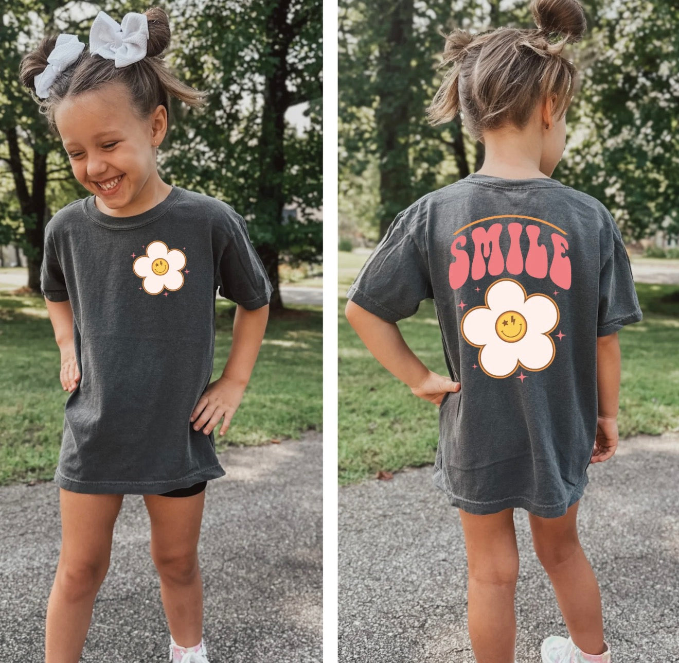 Young Youth Girl| T-Shirt | Smile Flower Front & Back
