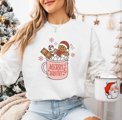 Merry And Bright Cup- Christmas T-Shirt or Long Sleeve