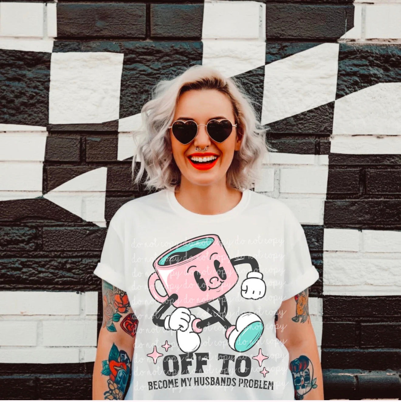 My Husband’s Problem| Glitter Design|White T-Shirt