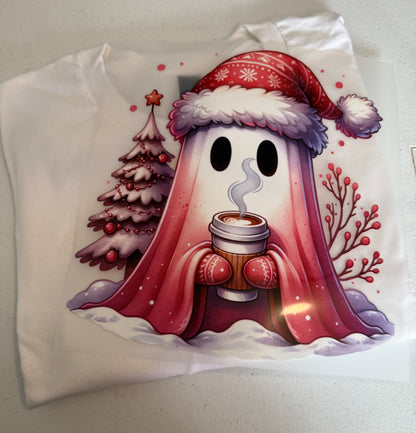 Coffee Christmas Ghost T-Shirt Or Long Sleeve