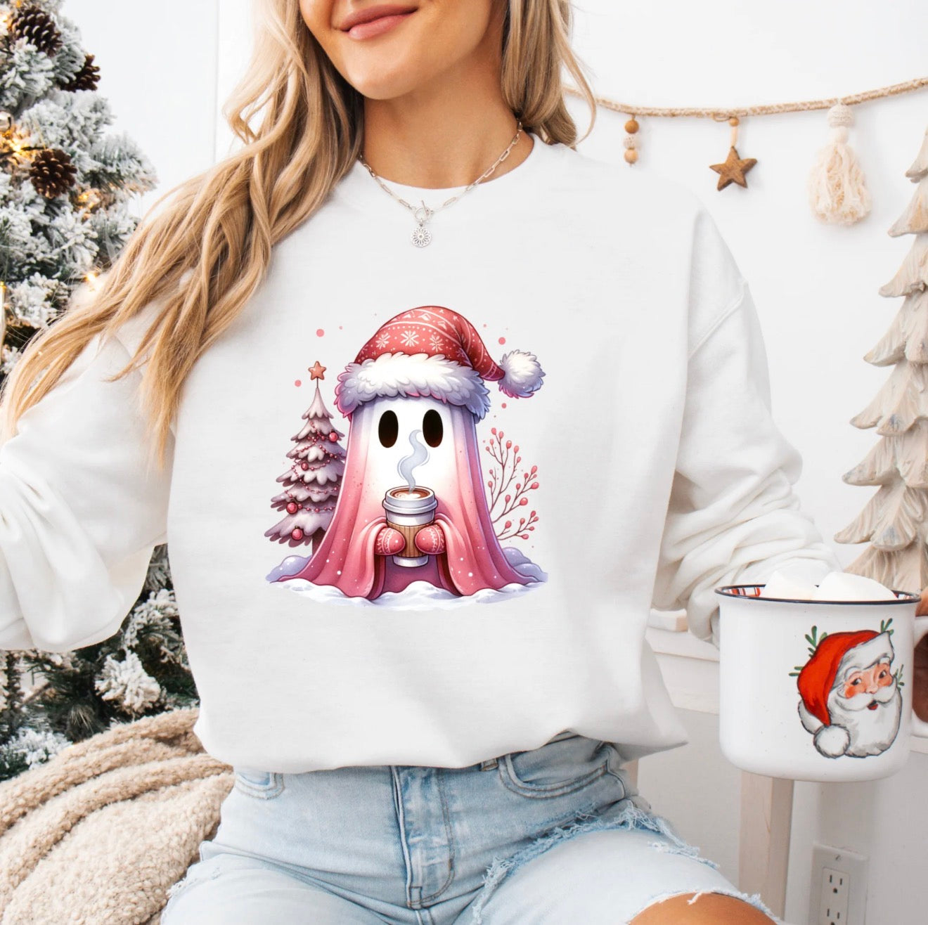 Coffee Christmas Ghost T-Shirt Or Long Sleeve