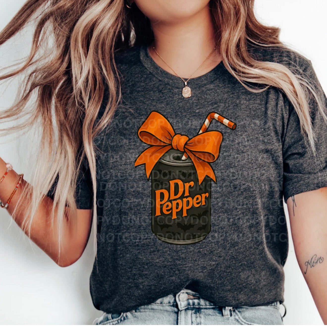 Gray T-Shirt, With Dr. Pepper & Bats Soda Pop Design| Halloween