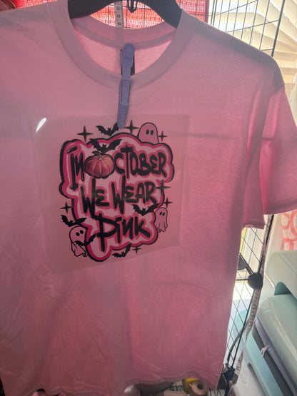 In October We Wear Pink Ghost & Bats T-Shirt, Light Pink