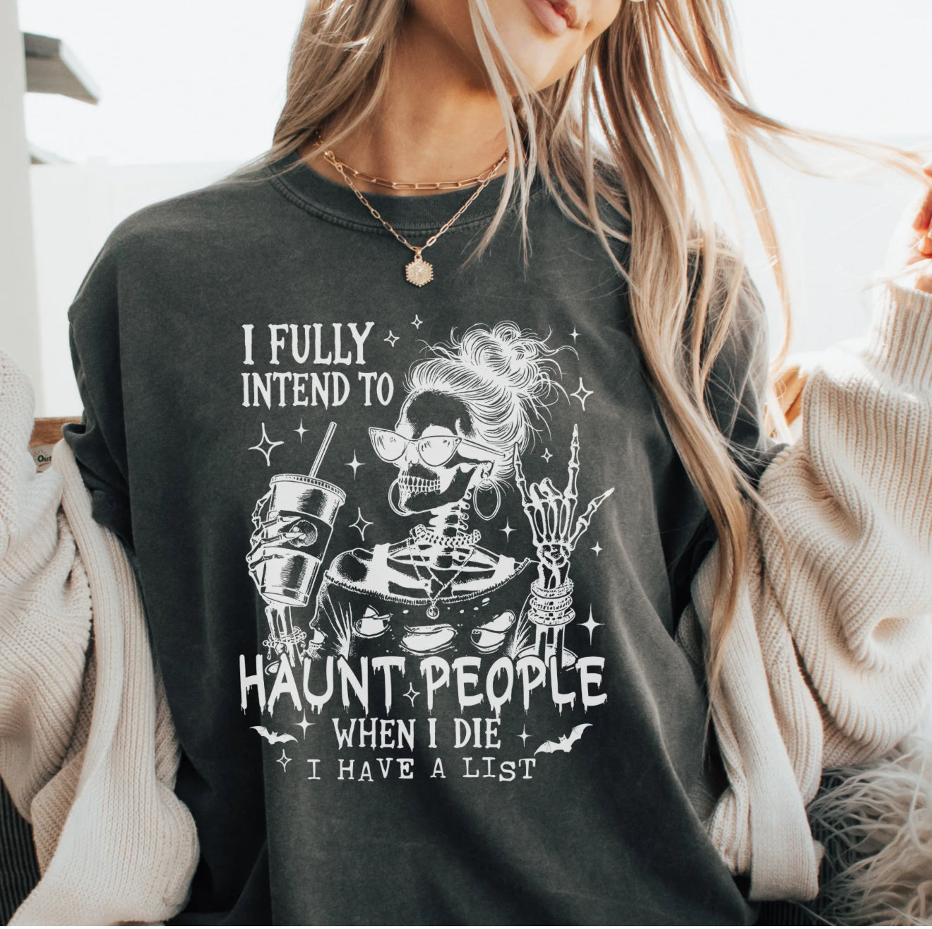 T-Shirt, Gray, Skeleton I Fully Intend