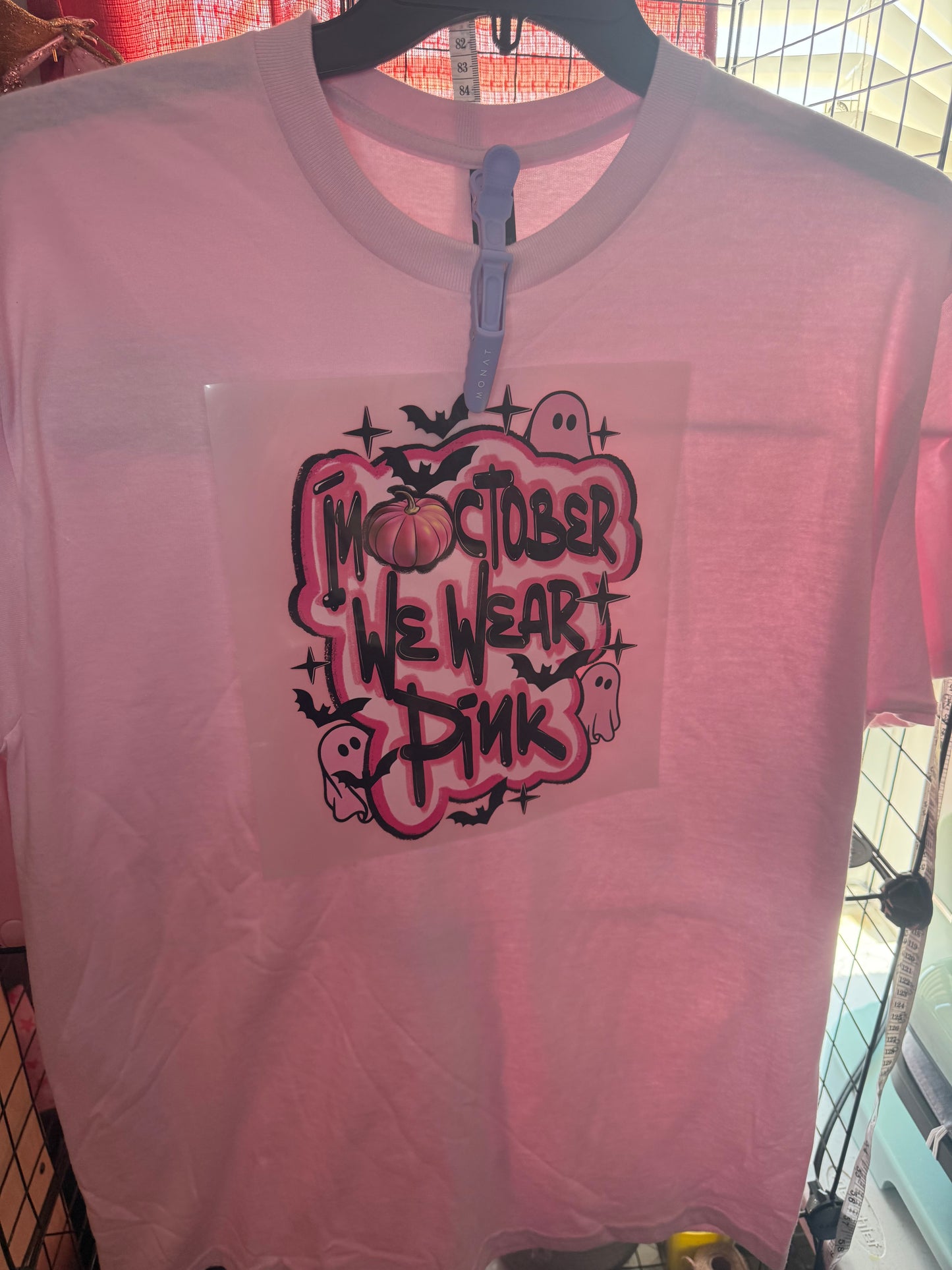 In October We Wear Pink Ghost & Bats T-Shirt, Light Pink