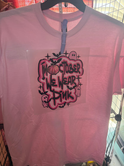 In October We Wear Pink Ghost & Bats T-Shirt, Light Pink