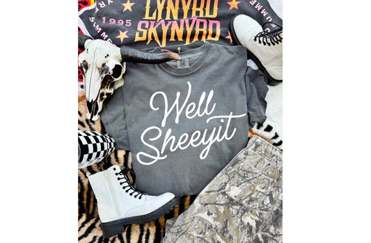 Grey Graphic T-Shirt | Reads: Well Sheeyit