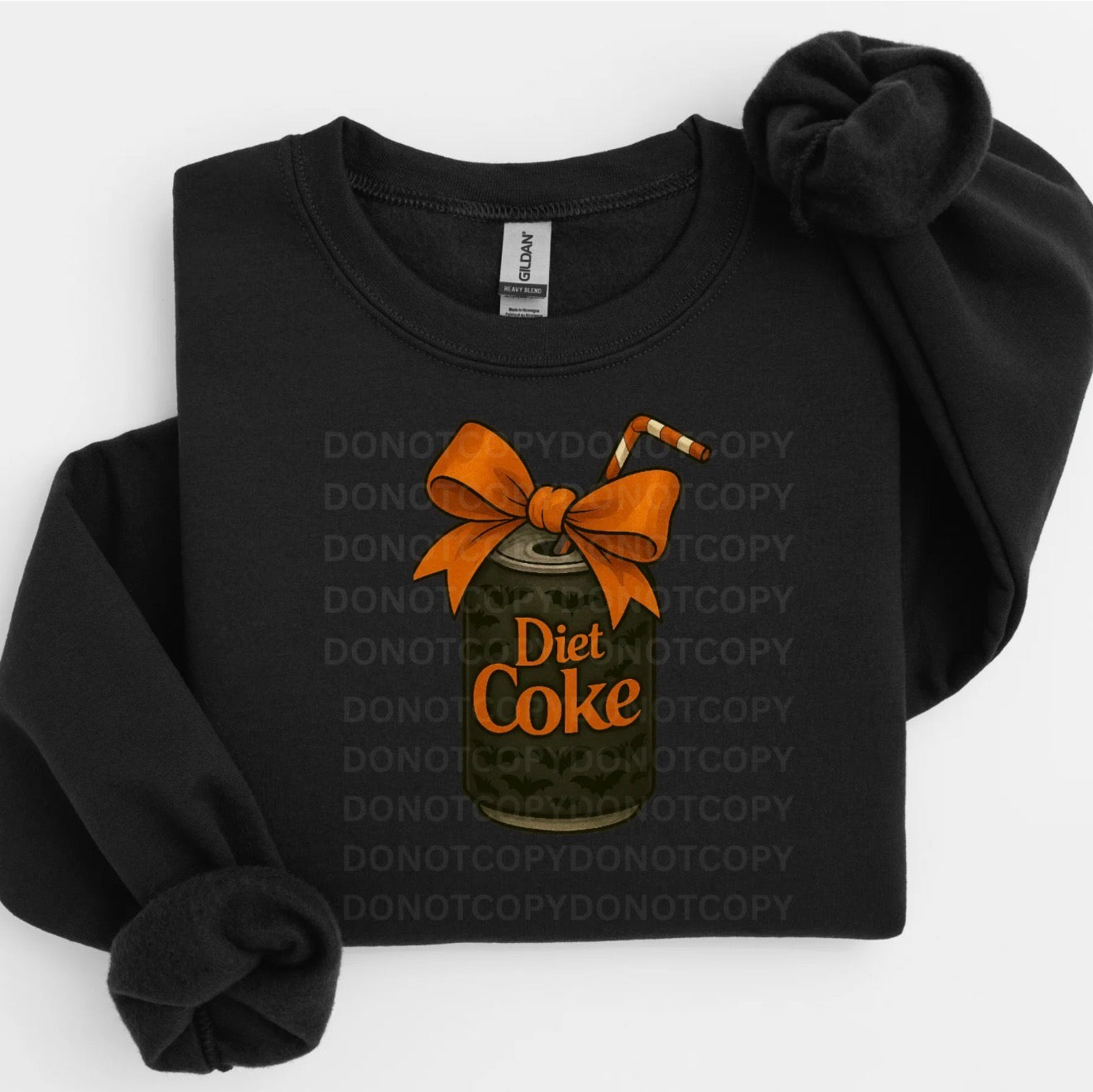 Long Sleeve Fleece Sweatshirt | Black | Halloween Diet Coke | Bow| Bats or T- Shirt!