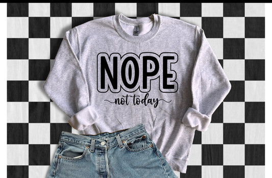 Graphic T-Shirt with Nope..Not Today Saying, Gray, Sassy, Sarcasm