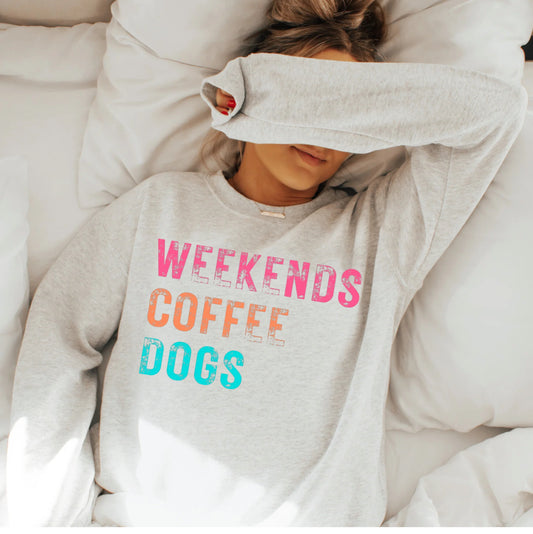 Long Sleeve or T-Shirt | Weekends Coffee Dogs! - Ash Grey Shirt