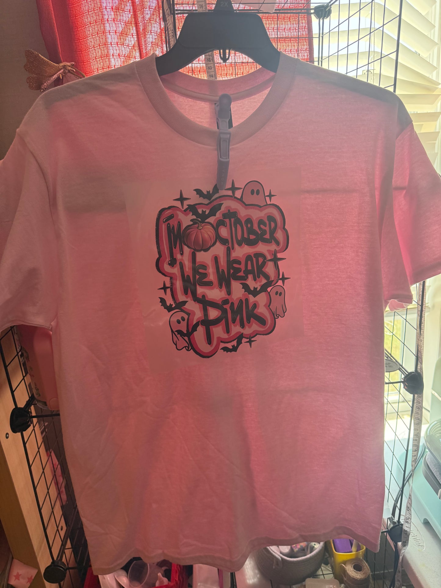 In October We Wear Pink Ghost & Bats T-Shirt, Light Pink