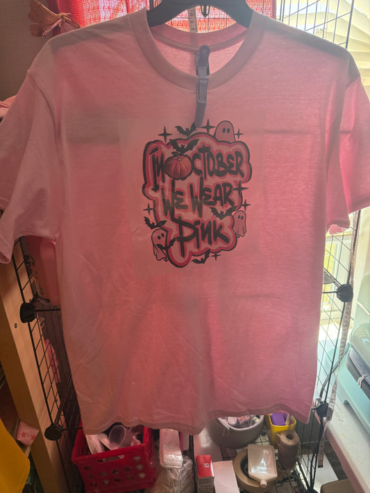 In October We Wear Pink Ghost & Bats T-Shirt, Light Pink