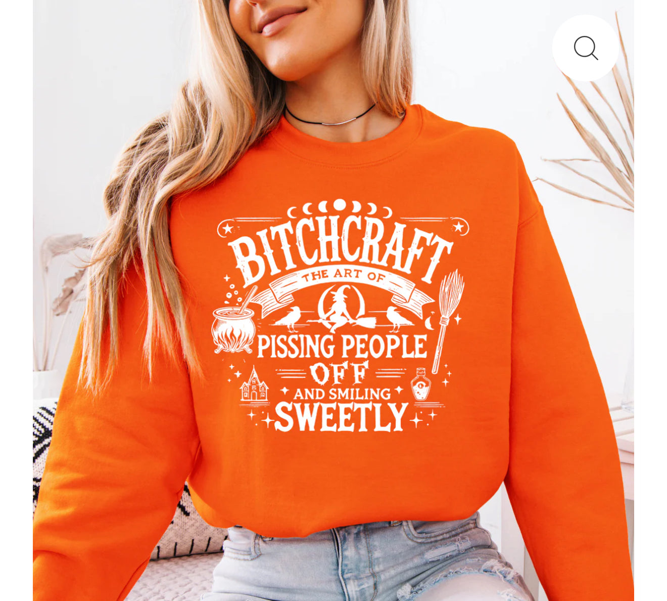 Long Sleeve Shirt- Bitchcraft - Sweater, Orange, Halloween, Sayings