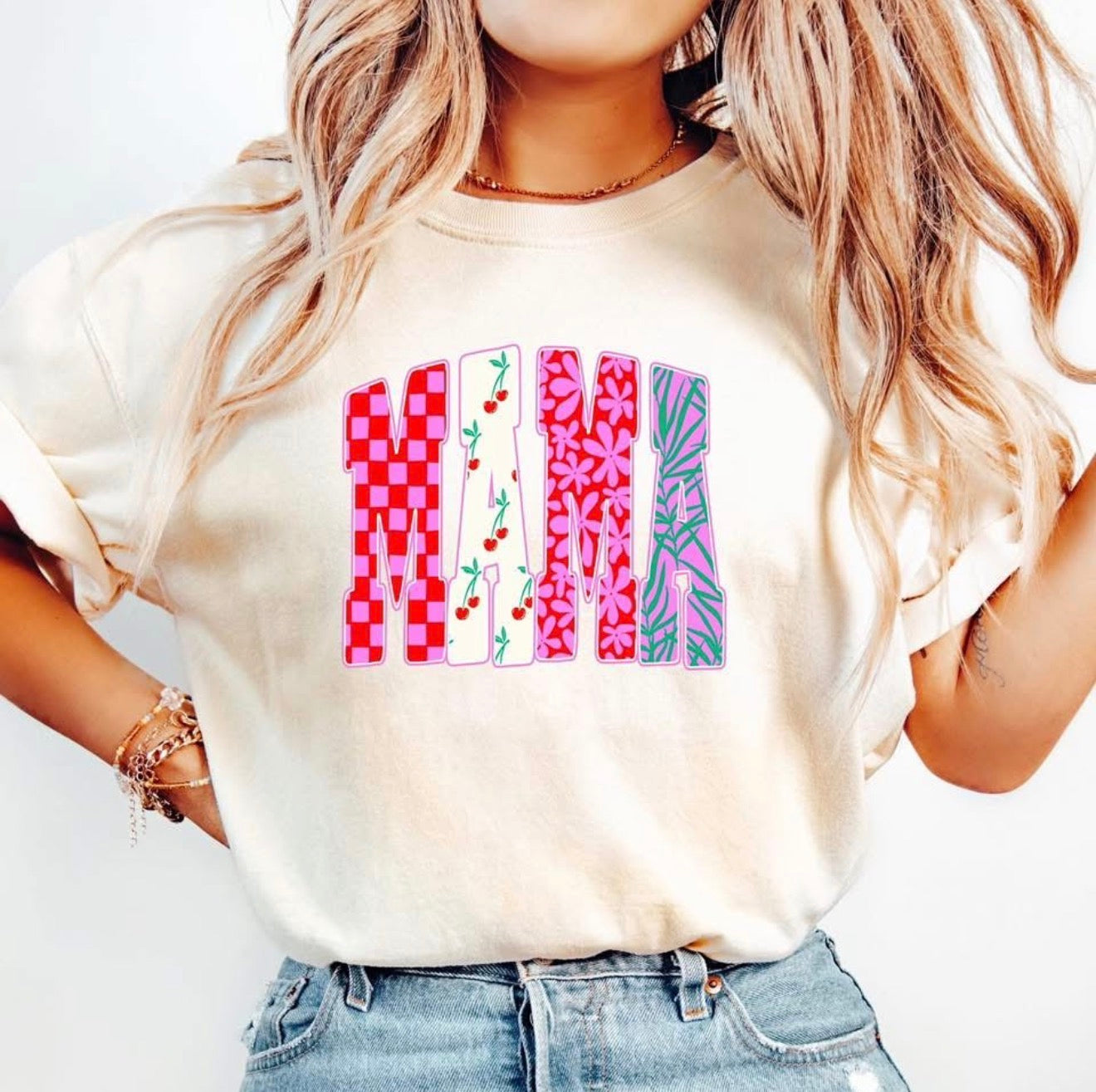 Mama T-Shirt - Cream /Off White - Short Sleeve Tee - Trendy Top! Women's Wear - Every Day!