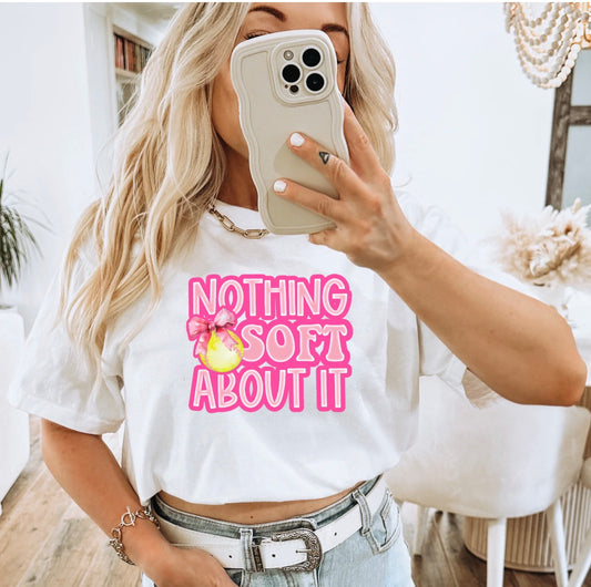 White Graphic T-Shirt| Nothing Soft About It | Soft Ball Shirt