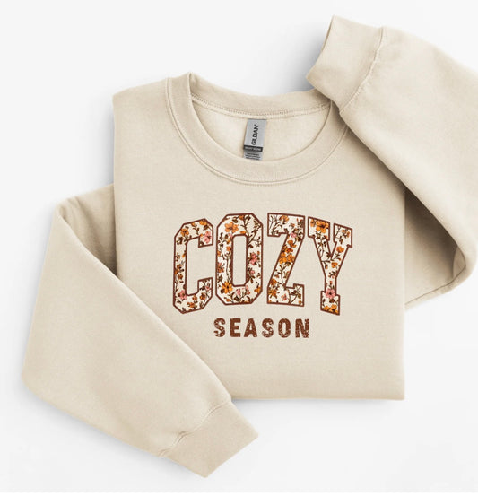 Beige Long Sleeve | Sweatshirt | Floral Fall Colors Cozy Season Shirt! Oranges/Brown