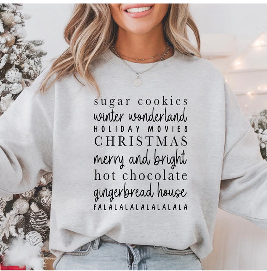 Ash Grey Sweater | Long Sleeve Or T-Shirt| Displaying Christmas Words | Nostalgic Christmas Favorites!