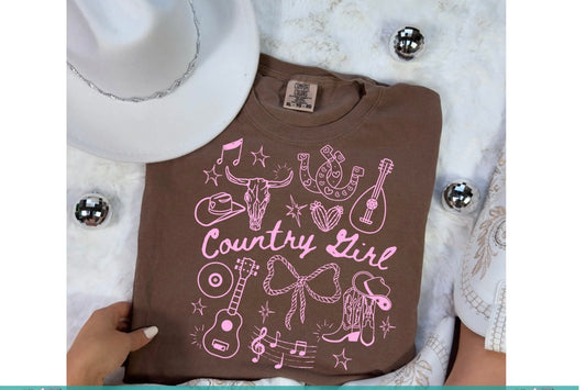 T-Shirt- Western Collage Grid Design, Pink Print! Choose your shirt color!